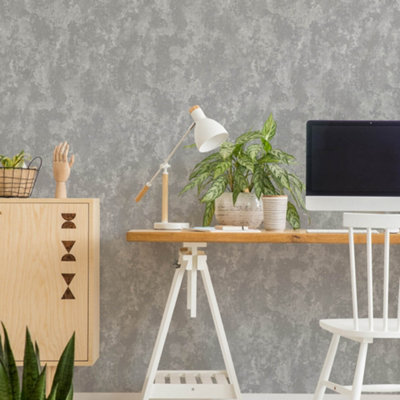 Fresco Urban Texture Plain Grey Wallpaper