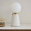 Fresco White and Grey Marble with Gloss Opal Glass Shade Trendy 1 Light Table Light