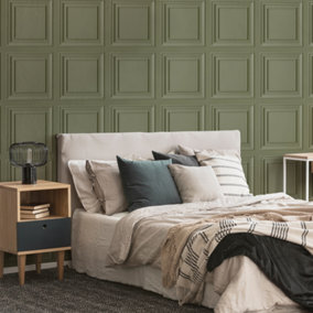 Fresco Wood Panel Sage Green Wallpaper