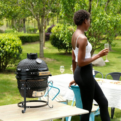 Fresh Grills Kamado Charcoal BBQ Grill 13" Mini Portable Smoker - 3