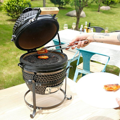 Fresh Grills Kamado Charcoal BBQ Grill 13" Mini Portable Smoker - 8
