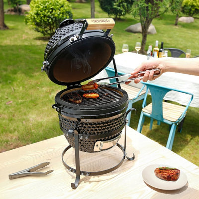 Fresh Grills Kamado Charcoal BBQ Grill 13" Mini Portable Smoker - 9