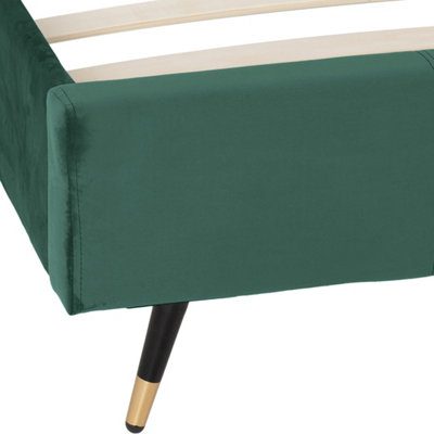 Freya 4ft6 Double Bed Frame in Green Velvet Fabric