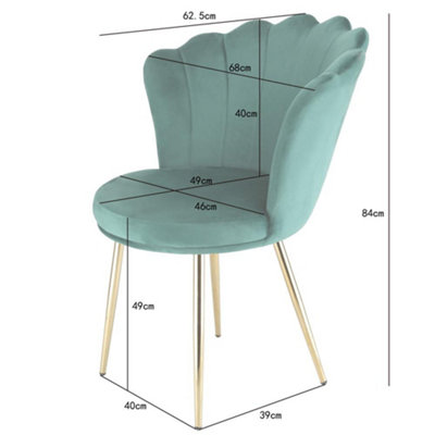 Freya Accent Chair with Petal Back Scallop Chair in Velvet - Green