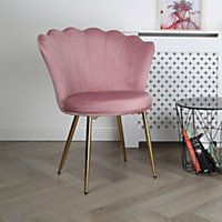 Freya Accent Chair with Petal Back Scallop Chair in Velvet - Pink