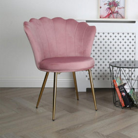 Freya Accent Chair with Petal Back Scallop Chair in Velvet - Pink