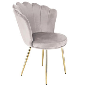 Freya Accent Chair with Petal Back Scallop Chair in Velvet - Taupe