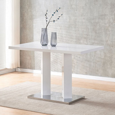 Frias 120cm High Gloss White Modern Dining Table