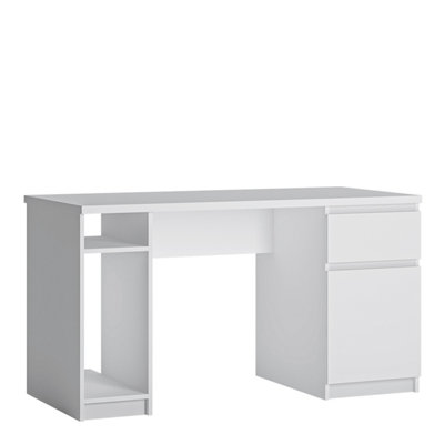 Fribo 1 door 1 drawer twin pedestal desk in White | DIY at B&Q