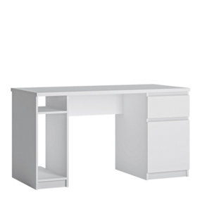 Fribo 1 door 1 drawer twin pedestal desk in White