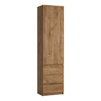 Fribo Tall narrow 1 door 3 drawer cupboard in Oak