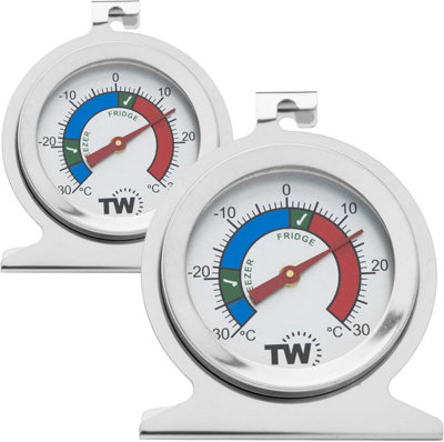 Fridge Freezer Thermometer Twin Pack For Monitoring Refrigerator Temperature Stainless Steel