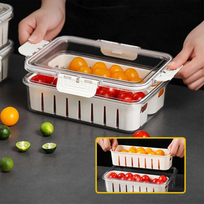 Fridge Rectangle Plastic Storage Container with Lid 24x17cm