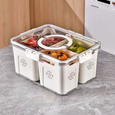 Fridge Rectangle Plastic Storage Container with Lid and Handle 31x24cm