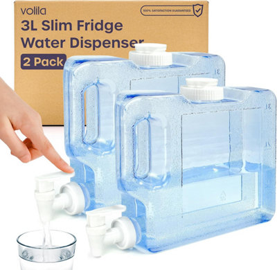 Fridge Water Dispenser 2 Pack Slim 3L Tap Water Dispenser for Juice, Cold Drinks Reusable for Camping, Travel, and Outdoors