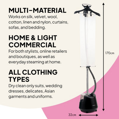 Fridja F1200 Clothes Steamer Pro - Powerful 2200W, 3L Tank, Dual Steam Matt Black For Clothes Curtains And All Fabrics~5065018907012 07c Mp