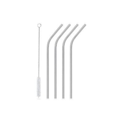 Friendly Stainless Steel Drinking Straws with Cleaning Brush 4 Pack ...