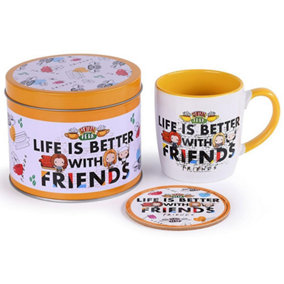 Friends Life Is Better Mug and Coaster Set Multicoloured (One Size)