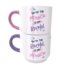 Friends Monica And Rachel Stackable Mug Set (Pack of 2) Pink/White (One Size)