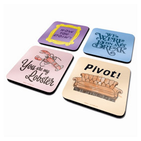 Friends Quote Coaster Set (Pack of 4) Multicoloured (One Size)