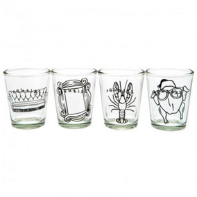 Friends Shot Gl Set (Pack of 4) Clear/Black (One Size)
