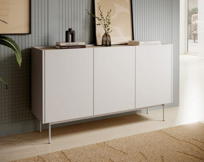 FRISK - Chic Sideboard Cabinet (H830mm W1440mm D37mm) with Ample Storage - Cashmere Beige