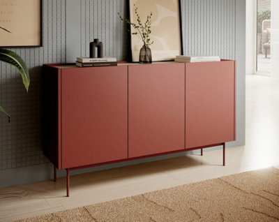 FRISK - Chic Sideboard Cabinet (H830mm W1440mm D37mm) with Ample Storage in Clay Red