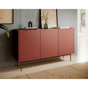 FRISK - Chic Sideboard Cabinet (H830mm W1440mm D37mm) with Ample Storage in Clay Red