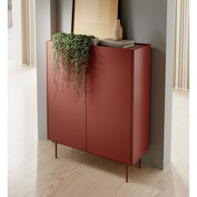 FRISK Highboard Cabinet  - Stylish Living Room Furniture (H)1220mm (W)970mm (D)370mm - Clay Red