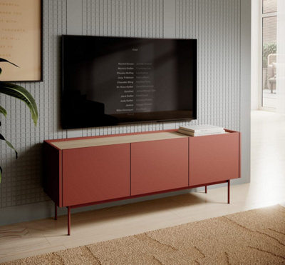 FRISK Stylish Modern TV Cabinet - (H)550mm (W)1440mm (D)370mm Living Room Furniture in Clay Red