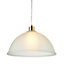 Frist Choice Lighting - Frosted Ribbed Glass with Satin Brass Ceiling Pendant