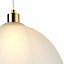 Frist Choice Lighting - Set of 2 Frosted Ribbed Glass with Satin Brass Ceiling Pendants
