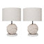 Frist Choice Lighting - Set of 2 Zena Natural Rope and White Wash Table Lamps