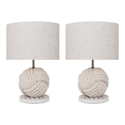 Frist Choice Lighting - Set of 2 Zena Natural Rope and White Wash Table Lamps