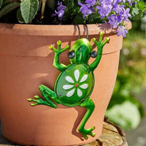 Frog Garden Plant Pot Holder - Green