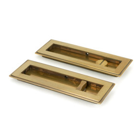 From The Anvil Aged Brass 175mm Art Deco Rectangular Pull - Privacy Set