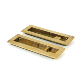 From The Anvil Aged Brass 175mm Plain Rectangular Pull - Privacy Set