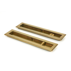 From The Anvil Aged Brass 250mm Art Deco Rectangular Pull - Privacy Set