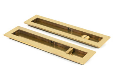 From The Anvil Aged Brass 250mm Plain Rectangular Pull - Privacy Set