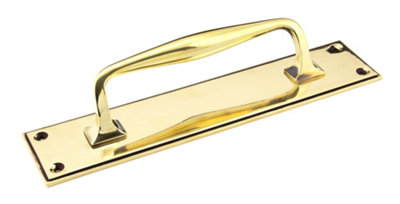 From The Anvil Aged Brass 300mm Art Deco Pull Handle on Backplate
