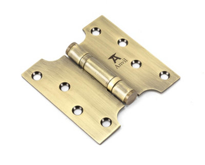 From The Anvil Aged Brass 4 Inch x 2 Inch x 4 Inch  Parliament Hinge (pair) ss