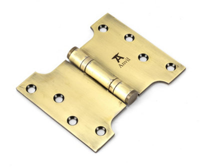 From The Anvil Aged Brass 4 Inch x 3 Inch x 5 Inch  Parliament Hinge (pair) ss
