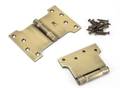 From The Anvil Aged Brass 4 Inch x 4 Inch x 6 Inch  Parliament Hinge (pair) ss