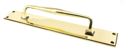 From The Anvil Aged Brass 425mm Art Deco Pull Handle on Backplate