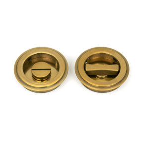 From The Anvil Aged Brass 60mm Art Deco Round Pull - Privacy Set