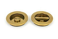 From The Anvil Aged Brass 75mm Art Deco Round Pull - Privacy Set