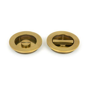 From The Anvil Aged Brass 75mm Art Deco Round Pull - Privacy Set