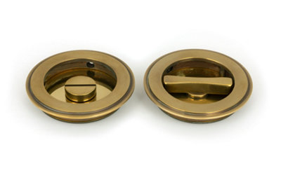 From The Anvil Aged Brass 75mm Plain Round Pull - Privacy Set