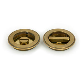 From The Anvil Aged Brass 75mm Plain Round Pull - Privacy Set