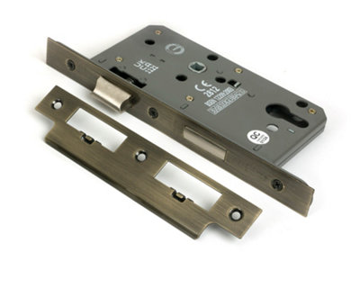 From The Anvil Aged Brass Euro Din Sash Lock - 60mm Backset/72mm Centre